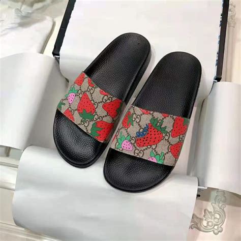 gucci straw sandals|gucci strawberry shoes price.